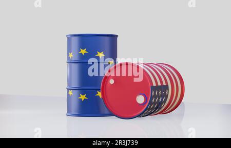 Oil barrel in flag Stock Photo