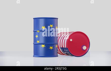 Oil barrel in flag Stock Photo