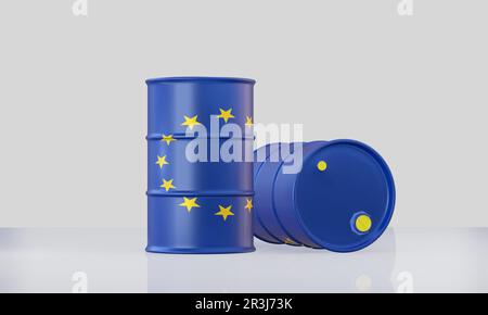 Oil barrel in flag Stock Photo