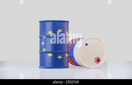 Oil barrel in flag Stock Photo