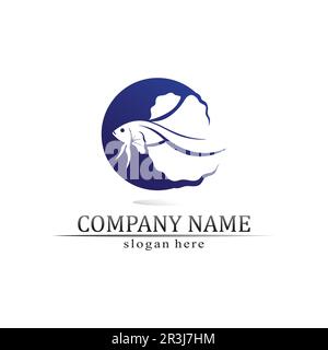 Fish animal aquatic logo beta fish design vector and illustration Stock Vector
