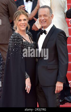 Rita Wilson and Tom Hanks attend the premiere of  „Asteroid City“ at the 76th annual Cannes film festival on May 23, 2023 in Cannes, France. Stock Photo