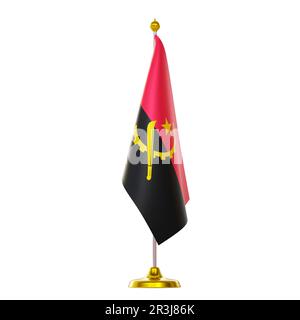 3d render of flag on pole for Angola countries summit and political meeting. Stock Photo