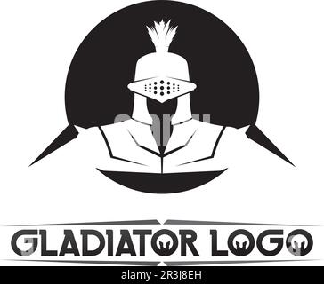 spartan logo black Glaiator and vector design helmet and head Stock Vector