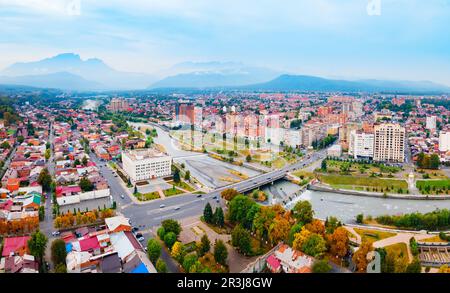 Vladikavkaz aerial panoramic view. Vladikavkaz is the capital city of the Republic of North Ossetia-Alania in Russia. Stock Photo