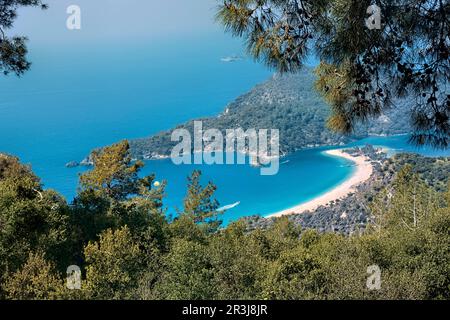 Beautiful Ölüdeniz and Belcekiz beach, seen from the Lycian Way, Fethiye, Turkey Stock Photo