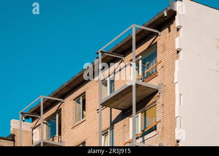 External wall insulation of multistory,view from below Stock Photo