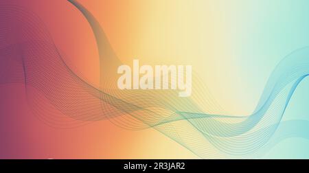 Panoramic colorful abstract stylish multi background with wavy lines - Vector Stock Photo