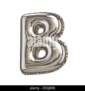 Silver foil balloon font letter B 3D Stock Photo