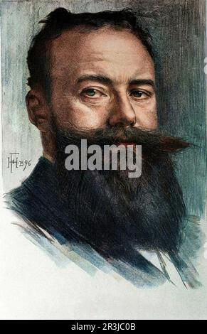 Portrait de Hermann Sudermann  (1857 - 1928) Ecrivain allemand. d'apres Hanns Fechner Stock Photo