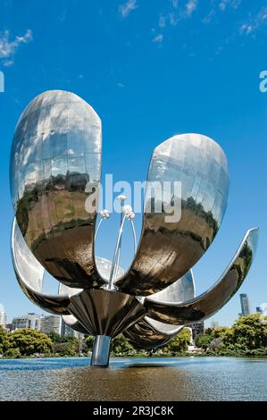 Floralis Generica, Metallic sculpture representing a flower, United Nations Plaza, Buenos Aires, Argentina Stock Photo