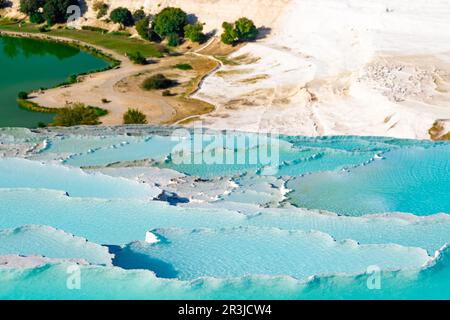 Pamukkale Travertines Drone Photo Stock Photo