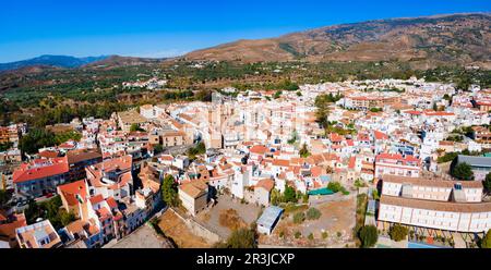 Orgiva aerial panoramic view. Orgiva is a town in the Alpujarras area in the province of Granada in Andalusia, Spain. Stock Photo