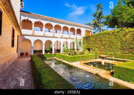 Courtyard of the Sultana or Patio de la Sultana at the Generalife Palace in Granada, Spain Stock Photo