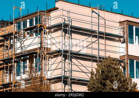 External wall insulation of an old multistory Stock Photo