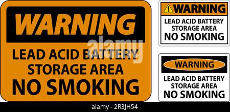Warning Sign Lead Acid Battery Storage Area, No Smoking Stock Vector