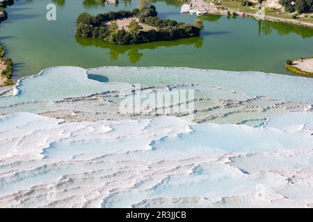 Pamukkale Travertines Drone Photo Stock Photo