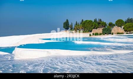 Pamukkale Travertines Drone Photo Stock Photo