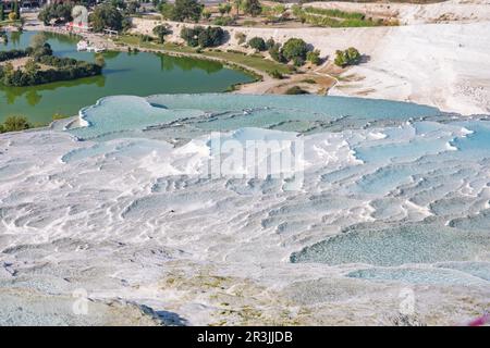 Pamukkale Travertines Drone Photo Stock Photo