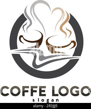 Coffee cup Logo Template vector icon design and coffe black Stock Vector