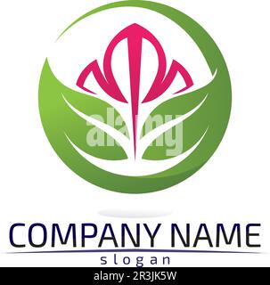 Stylized lotus flower icon vector background design logo Stock Vector
