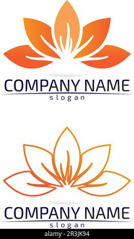 Stylized lotus flower icon vector background design logo Stock Vector