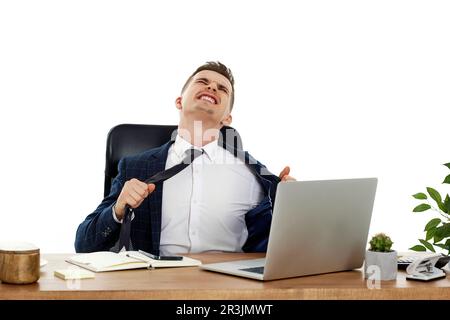 angry businessman shouting loudly and having problems Stock Photo