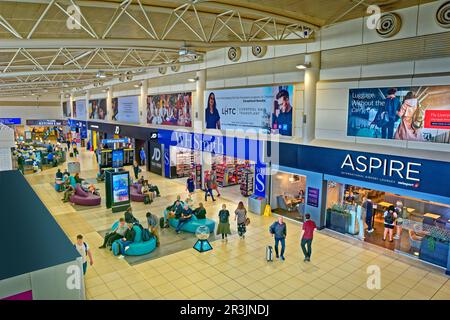 Liverpool John Lennon Airport interior at Speke, Merseyside, England. Stock Photo