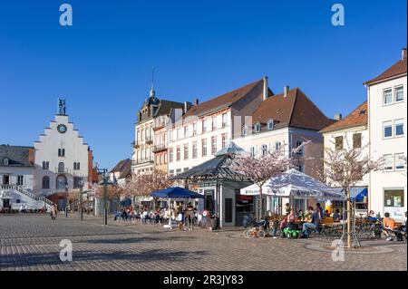 Town hall square with historical buildings, Landau, Palatinate, Rhineland-Palatinate, Germany, Europe Stock Photo