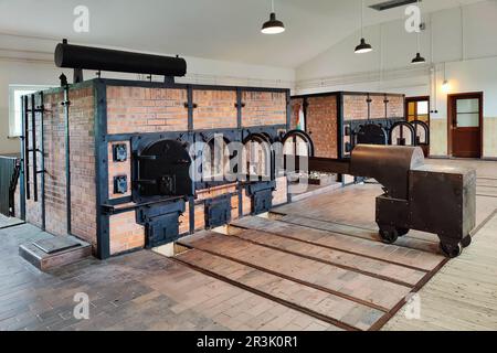 The two incinerators in the crematorium of the camp, former Buchenwald concentration camp, Weimar Stock Photo