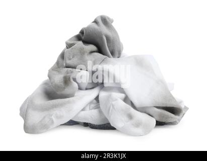 Different used dirty socks on white background Stock Photo - Alamy