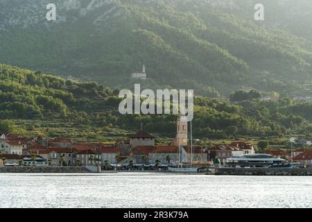 Jelsa on island Hvar in croatia in the morning Stock Photo