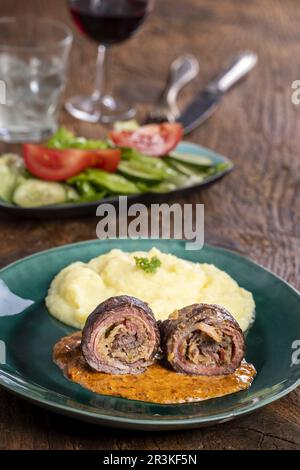 German meat roulade in casserole Stock Photo