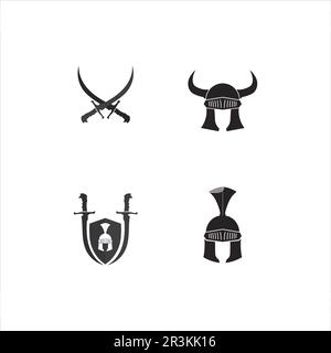 Spartan helmet logo template vector icon design Stock Vector