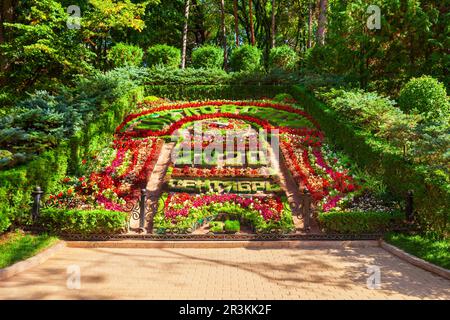 Kislovodsk, Russia - September 29, 2020: Flower Calendar in Kislovodsk National Park in Kislovodsk city, Russia Stock Photo