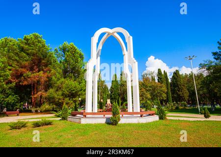 Pitsunda, Georgia - October 05, 2020: Memorial monument to the heroes who fallen and murdered in the War of Independence in Pitsunda town, Gagra distr Stock Photo