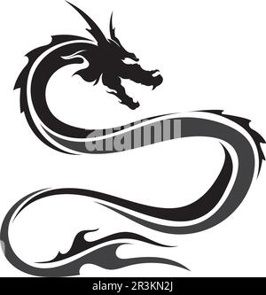 Head dragon flat color logo template vector illustration design Stock Vector