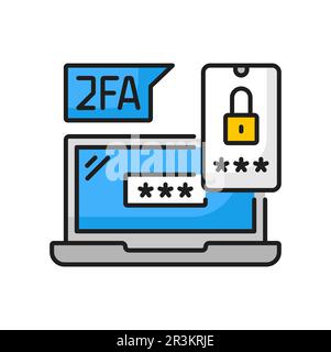 Secure password verification with two-factor authentication. Notification with security code on computer, 2fa, checking entrance on site Stock Vector