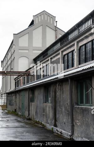 Historic industrial buildings in Odda, Norway Stock Photo