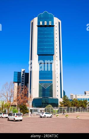 Tashkent, Uzbekistan - April 11, 2021: National Bank of the Republic of Uzbekistan for Foreign Economic Activity or NBU in Tashkent city, Uzbekistan Stock Photo