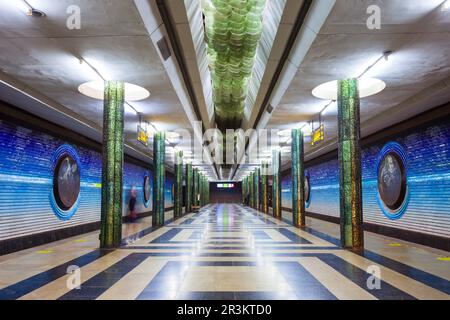 Tashkent, Uzbekistan - April 11, 2021: Kosmonavtlar interior, a station of the Tashkent Metro in Uzbekistan Stock Photo