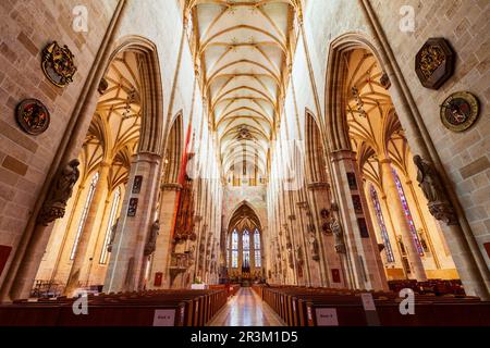 Ulm, Germany - July 05, 2021: Ulm Minster or Ulmer Munster interior a Lutheran church located in Ulm, Germany. It is currently the tallest cathedral i Stock Photo