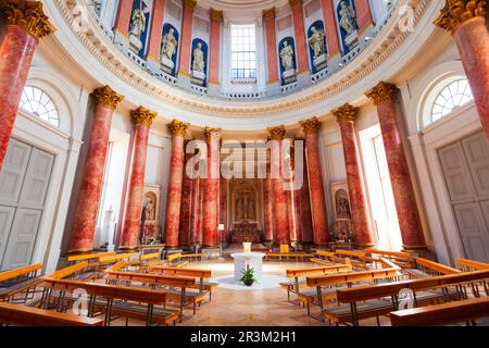 Nuremberg, Germany - July 10, 2021: St. Elizabeth Church interior, a roman catholic church in Nuremberg old town. Nuremberg is the second largest city Stock Photo