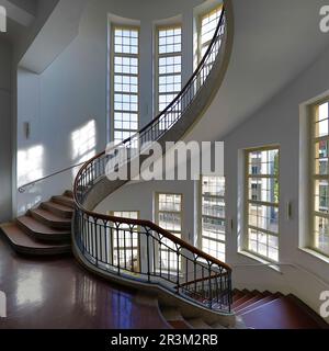 Cantilever Art Nouveau staircase, Bauhaus University Weimar, Thuringia, Germany, Europe Stock Photo