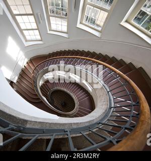 Cantilever Art Nouveau staircase, Bauhaus University Weimar, Thuringia, Germany, Europe Stock Photo