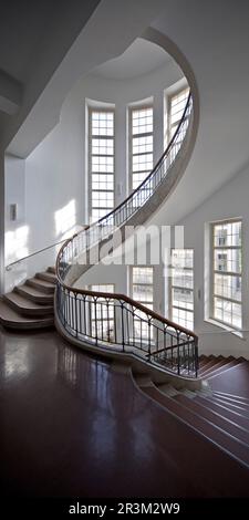 Cantilever Art Nouveau staircase, Bauhaus University Weimar, Thuringia, Germany, Europe Stock Photo