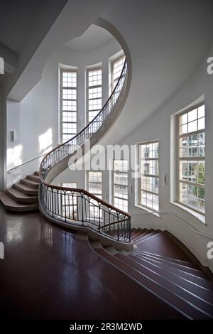 Cantilever Art Nouveau staircase, Bauhaus University Weimar, Thuringia, Germany, Europe Stock Photo