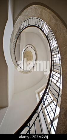 Cantilever Art Nouveau staircase, Bauhaus University Weimar, Thuringia, Germany, Europe Stock Photo