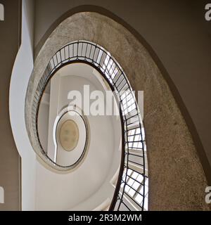 Cantilever Art Nouveau staircase, Bauhaus University Weimar, Thuringia, Germany, Europe Stock Photo