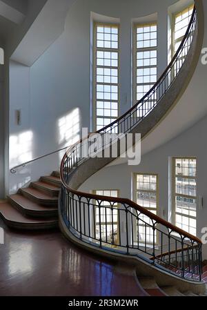 Cantilever Art Nouveau staircase, Bauhaus University Weimar, Thuringia, Germany, Europe Stock Photo